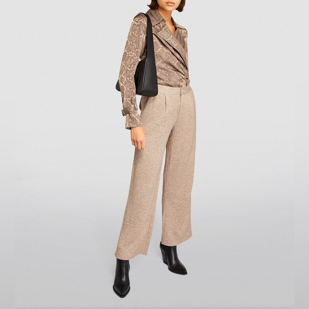 PAIGE Beige Wide-Leg Trousers